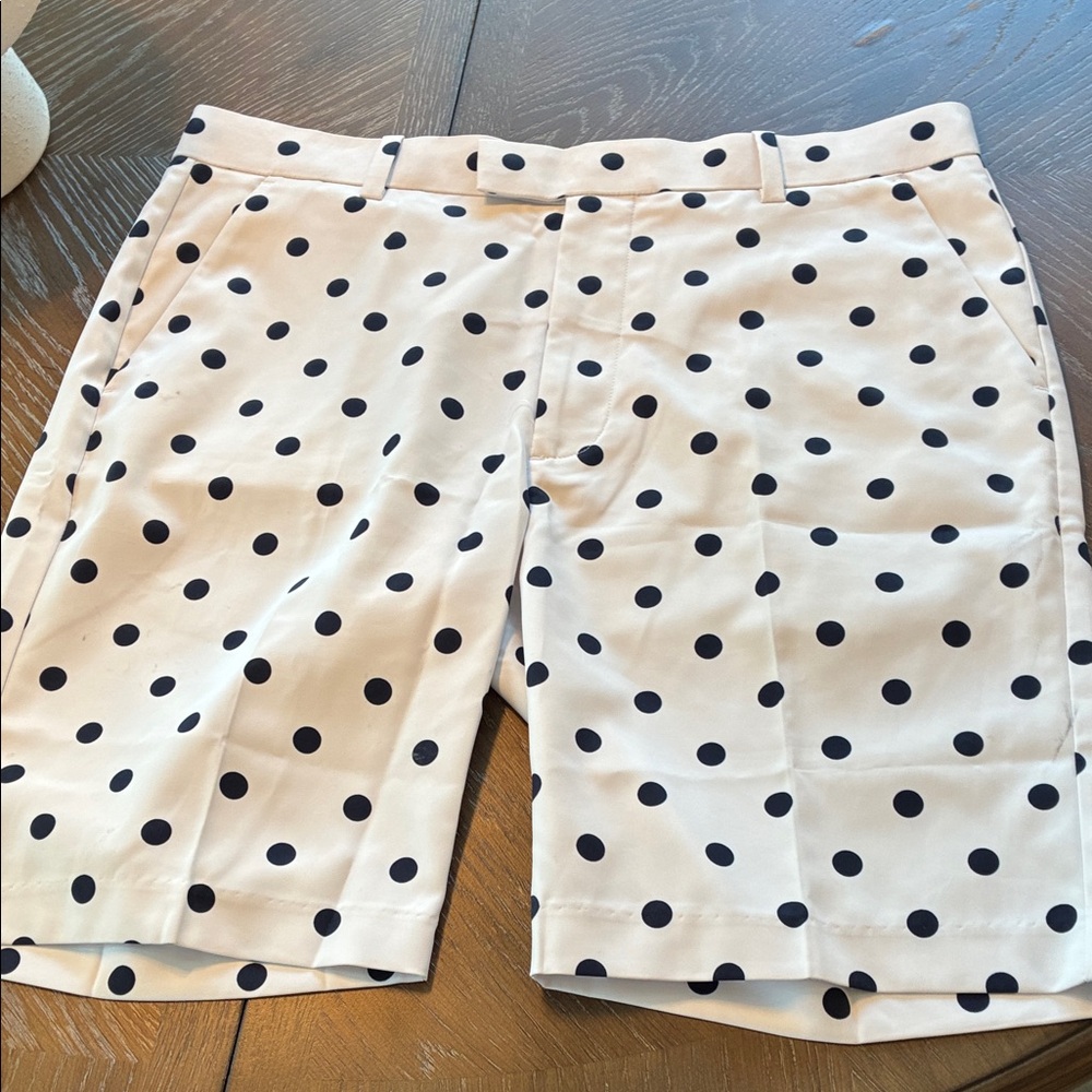 G/FORE White and Black Polka Dot Men's Flat Front Shorts